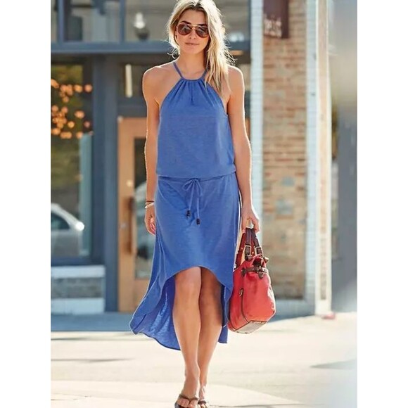 ATHLETA Black Malti Patio Halter Top High Low Maxi Dress Size M - Picture 11 of 11